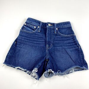 Madewell Curvy High Rise Denim Shorts Womens 24 Dark Wash Jean Stretch Cut Off